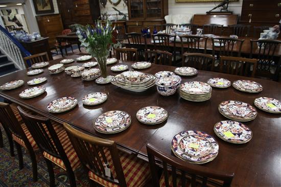A late 19th/early 20th century Royal Crown Derby Imari pattern part dinner service, dinner plates 10in.